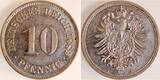 Deutschland 1989 10 Pfennig 1889 A J 004 prfr/stgl