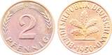Deutschland  Fehlprägung 2 Pfennig 1950 G 2 deutlich doppelt! J 381 sehr schön/vorzüglich
