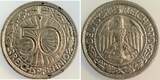 Deutschland 50 Pfennig 50 Reichspfennig 1930 D vz/stgl. minimale Randfehlerchen vorzüglich/stempelglanz