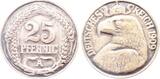 Deutschland  Probe 25 Pfennig 1909A Cu/Ni versilbert selten!