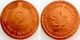 Deutschland  2 Pfennig 191969 G ohne Ring geprägt, selten aus Sammlung Porth prfr/stgl