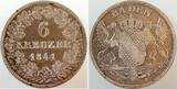 Deutschland  6 Kreuzer Baden 1841 fast vorzüglich