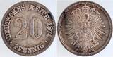 Deutschland  20 Pfennig 1874 C vz/st schöne Patina Archiv Franquinet vz/stgl