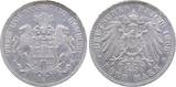 Deutschland  5 Mark Hamburg 1908 J ss/vz minimaler Randfehler fast vorzüglich