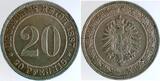 Deutschland  20 Pfennig 1887 G stempelglanz fein Archiv Franquinet
