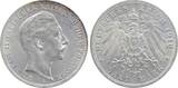 Deutschland  3 Mark Preussen 1910 A minimale Krätzerchen J 103 Wilhelm II vorzüglich/stempelglanz