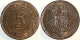 Deutschland  Probe 5 Pfennig 1888 A Kupfer Herrlich prägefrisch