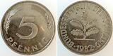 Deutschland  Probe 5 Pfennig 1982 J, Neu-Silber unmagnetisch vz/stgl