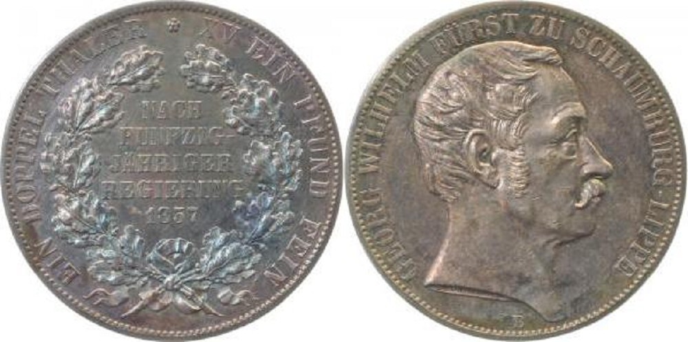 2 Thaler 1857B Schaumburg-Lippe Vz/stgl Herrliche Patina | MA-Shops