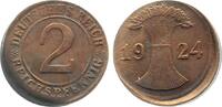 Deutschland 2 Pfennig Fehlprägung 2 Pfennig 1924 D dezentriert selten J 314 -