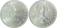 Deutschland 3 Mark 3 Mark 1922 A J 303 Erstabschlag prfr/st -