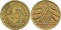 Deutschland 10 Pfennig 10 Reichspfennig 1931 D ss/vz J 317 -