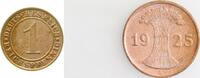 Deutschland 1 Pfennig 1 Pfennig 1925 E Münzzeichen u.Teile Jahreszahl doppelt -