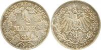 Deutschland 1/2 Mark 1/2 Mark 1915D J 016 stgl Herrl Patina -