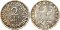Deutschland 2 Reichsmark 2 Reichsmark 1927 F ss schöne Patina J 320 -