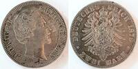 Deutschland  2 Mark Ludwig II Bayern 1876 D vz/st,schöne Patina J 41 Ludwig II vz/stgl