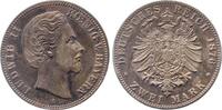 Deutschland 2 Mark 2 Mark Bayern 1876 D prfr/stgl Top Erstabschlag Patina Ludwig II -