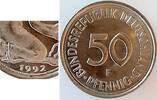 50 Pfennig 1992 Deutschland Fehlprägung 50 Pfennig 1992F extrem doppelte Jahreszahl fast bankfrisch