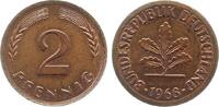 Deutschland 2 Pfennig Fehlprägung 2 Pfennig 1968 J ohne Ring geprägt, VZ -