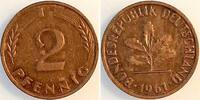 Deutschland 2 Pfennig 2 Pfennig 1961 ohne Münnzzeichen geprägt, gut erhalten -