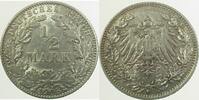 Deutschland 1/2 Mark 1/2 Mark 1908D ss/vz J 016 -