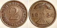 Deutschland 2 Reichspfennig 2 Reichspfennig 1924 ohne Münzzeichen sehr schön/vorzüglich -