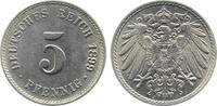 Deutschland 5 Pfennig 5 Pfennig 1899 J fast prägefrisch/prägefrisch Rückseite TOP -