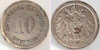 Deutschland 10 Pfennig 10 Pfennig 1900 D, ohne Ring geprägt sehr schön/vorzüglich -