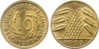 10 Pfennig 1929 Deutschland 10 Reichspfennig 1929 G J 317 goldene Patina ! prfr/stgl
