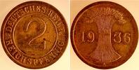 Deutschland 2 Reichspfennig 2 Reichspfennig 1936 A prfr J 314 Patina -