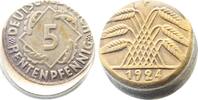 Deutschland 5 Pfennig Fehlprägung 5 Pfennig 1924 F Doppelschlag ss/vz J 308 -