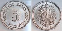 Deutschland 5 Pfennig 5 Pfennig 1875 G leichter Riffelrand Lichterader Prägung -