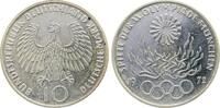 Deutschland 10 DM 10 Mark 1972 G Olympische Flamme J 405 PP Proof -