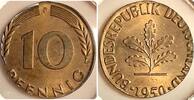 Deutschland 10 Pfennig Fehlprägung 10 Pfennig 1950 F auf 5 Pfennig Rohling geprägt -