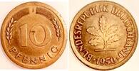 Deutschland 10 Pfennig 10 Pfennig 1950 J zu groß 22,2 mm, sehr breiter Randstab -