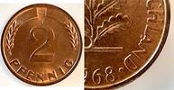 Deutschland 2 Pfennig Variante 2 Pfennig 1968 G Punkt unter dem A -