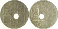 Spanien 50 Centimos Fehlprägung 50 Centimos Spanien 1949 Loch dezentriert -