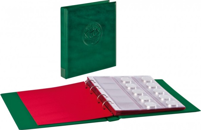 LINDNER Ringbinder Half Penny – Leer, Grün, Wattiert, 235 X 270 X 40 Mm, 4-Ring-Mechanik
