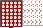 Münzbox RAUCHGLAS mit 35 runden Vertiefungen für Münzen mit Ø32,5 mm, z.B. für deutsche 20 Euro- bzw. 10 Euro-Silbermünzen -