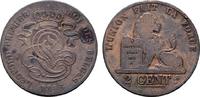 BELGIEN Ku.-2 Centimes Leopold I., 1830-1865.
