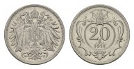 KAISERREICH ÖSTERREICH 20 Heller Franz Josef I., 1848-1916.