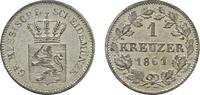 Kreuzer 1861. HESSEN Ludwig III., 1848-1877. Stempelglanz.