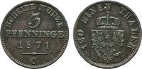 BRANDENBURG-PREUSSEN 3 Pfennig Wilhelm I., 1861-1888. -