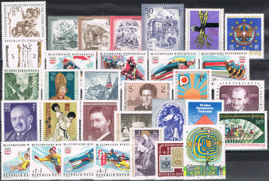 Österreich, Jahrgang 1975 komplett, Postfrisch