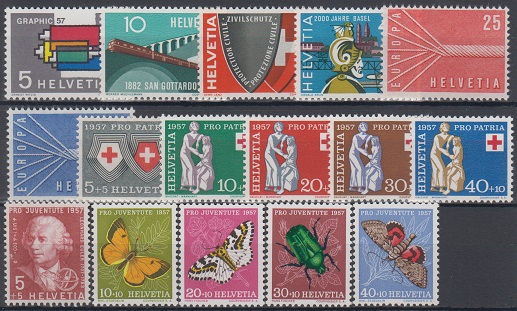 Schweiz, Jahrgang 1957 komplett, Postfrisch | MA-Shops