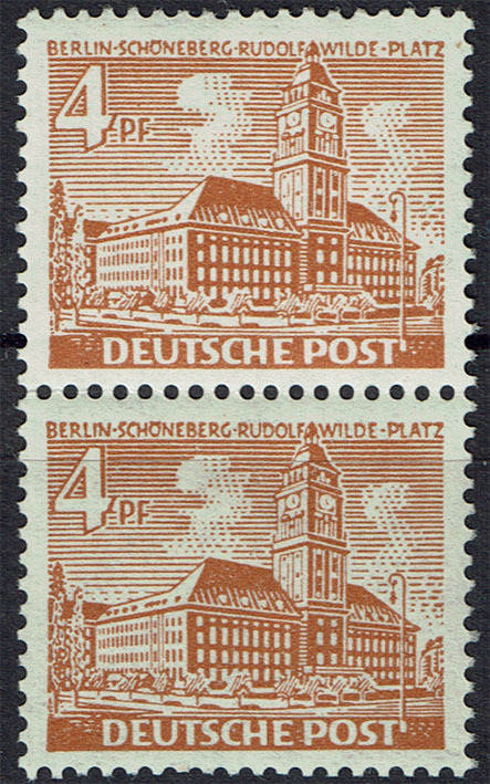 2 Werte 1949 Berlin Mi Nr 43 Als Senkrechtes Paar Freimarken Berliner Bauten Postfrisch Ma