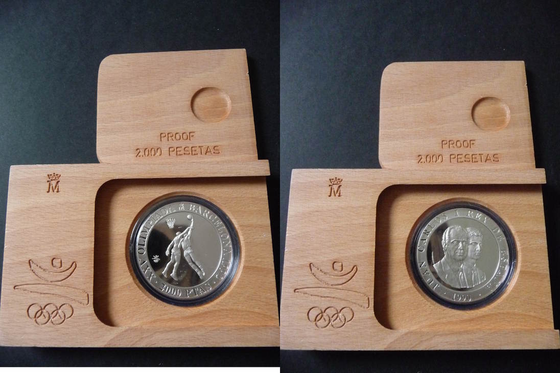 2000 Pesetas 1990 Spanien, Olympia Barcelona 1992, Basketball, mit