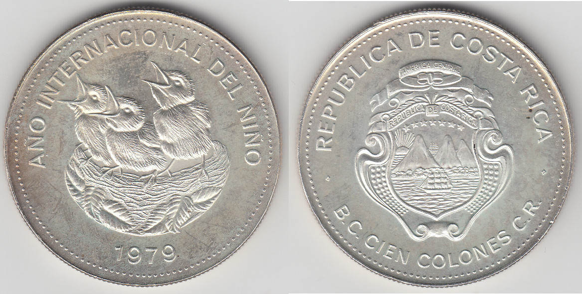 Costa Rica 100 Colones 1979 Silbergedenkmünze