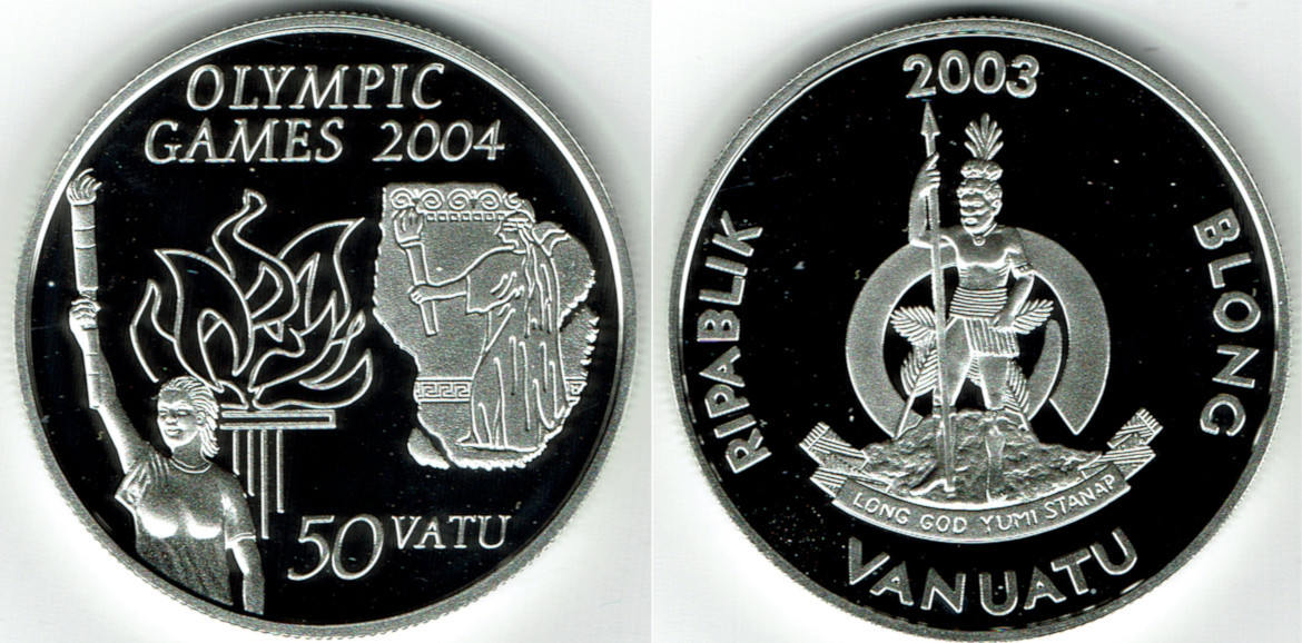 Vanuatu, 2003, 50 Vatu, Olympische Spiele 2004 Athen, PP Polierte