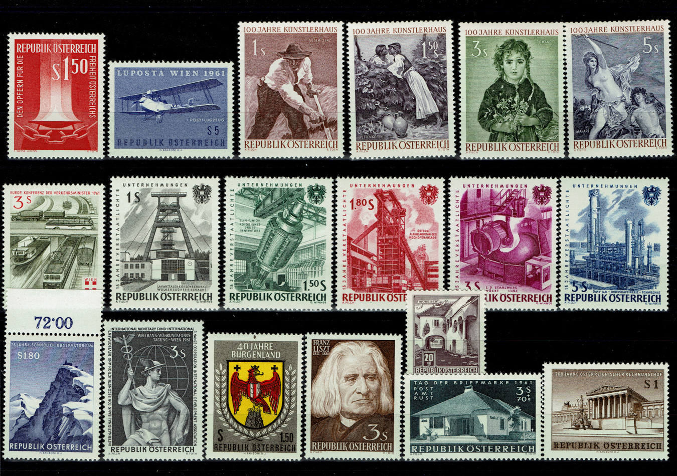  sterreich Jahrgang 1961 Komplett Postfrisch MA Shops